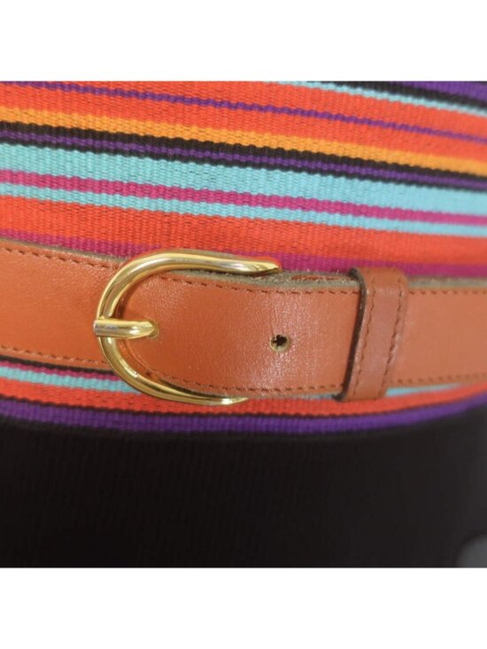 Vintage Saint Laurent Rive Gauche Striped Canvas Wrap Belt Multicolor/Brown